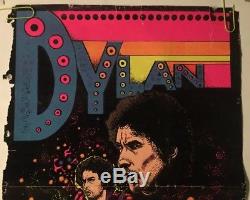 Bob Dylan Original Vintage Blacklight Poster Velvet Flocked 1970s Music Pin-up