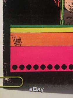 Bob Dylan Original Vintage Blacklight Poster Velvet Flocked 1970s Music Pin-up