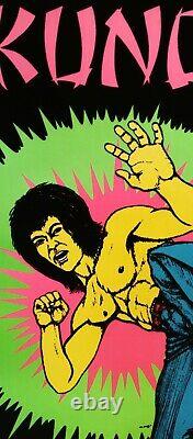 Bruce Lee Original Vintage Blacklight Poster Kung Fu 1970's Martial Arts Velvet