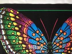 Butterfly Original Vintage Blacklight Poster Pin-up 1970's Psychedelic Velvet