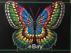 Butterfly Original Vintage Blacklight Poster Pin-up 1970's Psychedelic Velvet