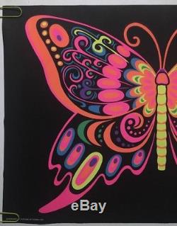 Butterfly Vintage Blacklight Poster Psychedelic Pin-up 1970's Black Light 70's