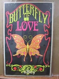 Butterfly love Vintage Peace Black Light Poster 1970's Psychedelic In#G3719