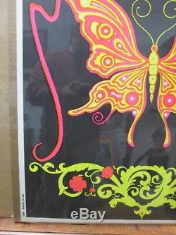 Butterfly love Vintage Peace Black Light Poster 1970's Psychedelic In#G3719