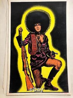 C1972 PANTHERESS Blacklight Flocked Poster BPP Black Panther Party Revolutionary