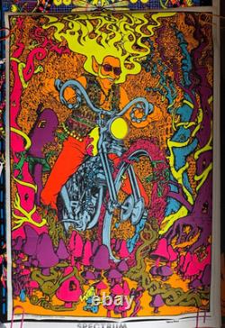 CAPTAIN AMERICA VINTAGE 1970 BLACKLIGHT HEADSHOP BIKER POSTER By JOE ROBERTS JR