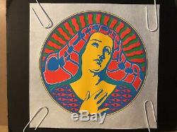 California Virgin Mary Silkscreen Black Light Psychedelic Original Vintage 1970S
