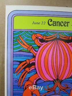 Cancer 69 Vintage Black Light Poster 1969 zodiac sign Horoscope In#G3700
