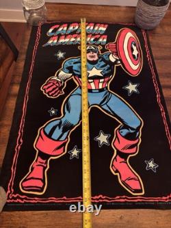 Captain America BLACKLIGHT POSTER 32 Rare NOS Vtg 70s Flocked John Romita 1975