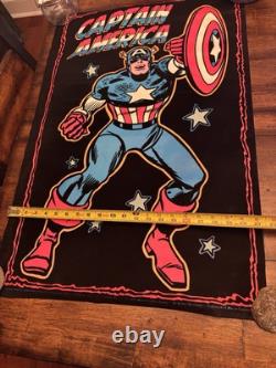 Captain America BLACKLIGHT POSTER 32 Rare NOS Vtg 70s Flocked John Romita 1975