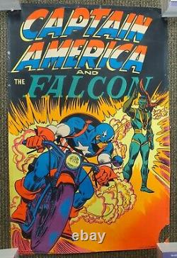 Captain America & Falcon Black Light Poster Third Eye/marvel 1971