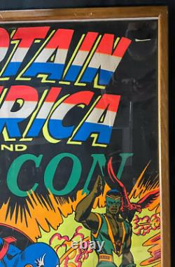 Captain America Vintage Framed Black Light Poster 1971