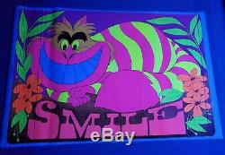 Cheshire Cat Alice in Wonderland Vintage Black Light Poster SMILE 1970