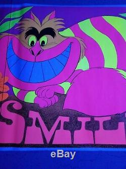 Cheshire Cat Alice in Wonderland Vintage Black Light Poster SMILE 1970