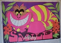 Cheshire Cat Alice in Wonderland Vintage Black Light Poster SMILE 1970
