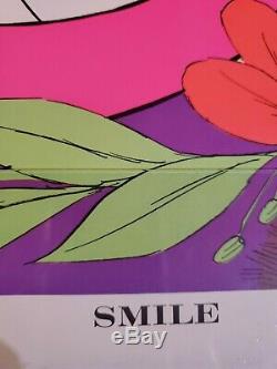 Cheshire Cat Alice in Wonderland Vintage Black Light Poster SMILE 1970