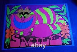 Cheshire Cat Alice in Wonderland Vintage Black Light Poster SMILE 1970 Awesome