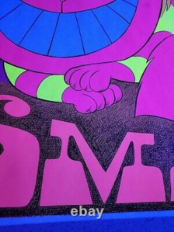 Cheshire Cat Alice in Wonderland Vintage Black Light Poster SMILE 1970 Awesome