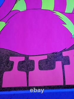 Cheshire Cat Alice in Wonderland Vintage Black Light Poster SMILE 1970 Awesome