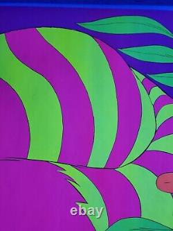 Cheshire Cat Alice in Wonderland Vintage Black Light Poster SMILE 1970 Awesome