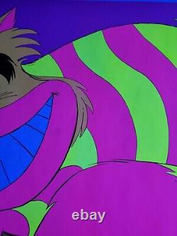 Cheshire Cat Alice in Wonderland Vintage Black Light Poster SMILE 1970 Awesome