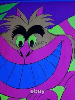 Cheshire Cat Alice in Wonderland Vintage Black Light Poster SMILE 1970 Awesome