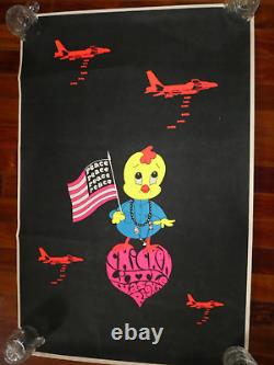 Chicken Little Was Right, Vintage Silk Screen Anti-War Blacklight Poster, d. 1968