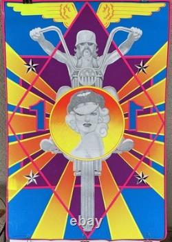 Chopper Motorcycle Sexy Lady original Black Light Poster 1969 Unused unopened