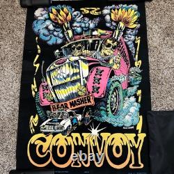 Convoy Trucker Blacklight Poster 31 Nate Owens 1970s Vintage Flocked Masher
