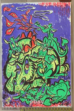 Crazy Dragons Original Vintage 1968 Blacklight Poster 24x36 by Commune COOL