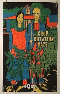 Crop Rotation Pays Vintage Black Light Poster American Gothic Couple Marijuana
