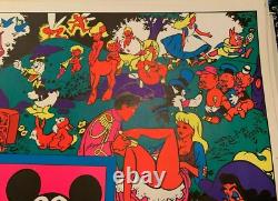 DISNEY AFTER DARK VINTAGE 1970's BLACKLIGHT HEADSHOP POSTER By WOLLY WOOD -NICE