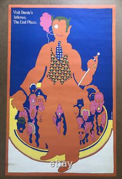 Dante's Inferno Vintage Blacklight Poster Seymour Chwast Psychedelic Music 1960s
