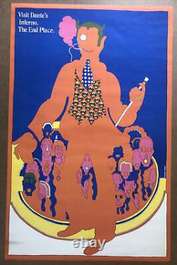 Dante's Inferno Vintage Blacklight Poster Seymour Chwast Psychedelic Music 1960s