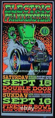 Day Glo Black Light Punk Rock Hot Rod Monster VTG 2001 Elec Frankenstein Poster