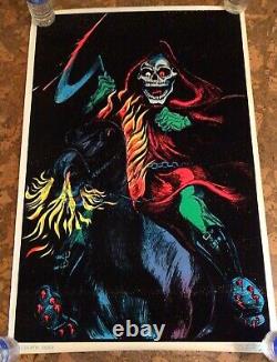 Death Rider #933 Original Black Light 1980 Poster Glitter Funky Ent Grim Reaper
