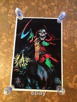 Death Rider #933 Original Black Light 1980 Poster Glitter Funky Ent Grim Reaper