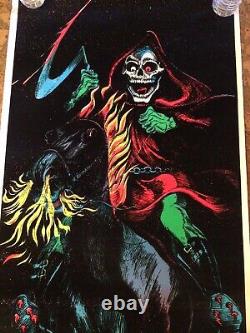 Death Rider #933 Original Black Light 1980 Poster Glitter Funky Ent Grim Reaper