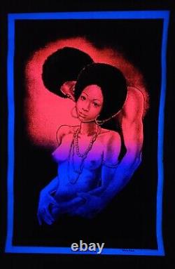 DetRetro313 #60 FLOCKED BLACKLIGHT POSTER BLACK LOVERS 1972 23 x 35