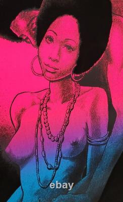 DetRetro313 #60 FLOCKED BLACKLIGHT POSTER BLACK LOVERS 1972 23 x 35