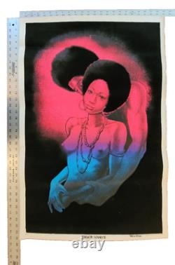 DetRetro313 #60 FLOCKED BLACKLIGHT POSTER BLACK LOVERS 1972 23 x 35