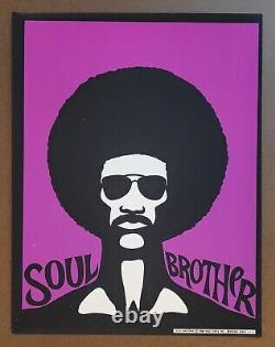 DetRetro313 RARE 1969 SOUL BROTHER #10 BLACKLIGHT POSTER 17 X 21 1/2