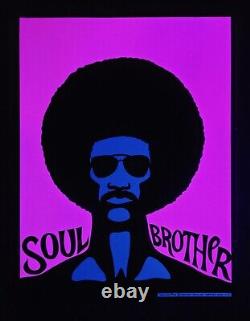 DetRetro313 RARE 1969 SOUL BROTHER #10 BLACKLIGHT POSTER 17 X 21 1/2