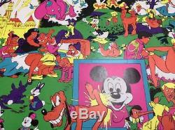 Disney Art Poster Mickey Mouse Rare 70s Black Light Vintage Walt Disney Jpn F/s