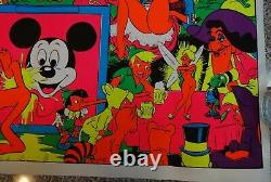 Disney Wally Wood Orgy Black Light Poster Vintage Mickey Minnie Pluto Goofy