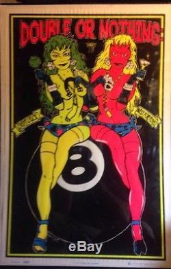 Double Or Nothing Original Vintage Blacklight Poster Rare Lady Luck Miss Fortune
