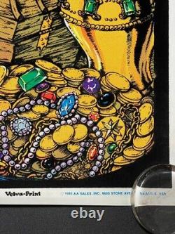 Dragon's Treasure flocked Velva-Print blacklight fantasy poster 1980 23x35 NOS