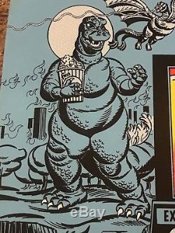 Drive-in Monsters Godzilla Alien Dracula BlackLight Art Print Poster Mondo Movie