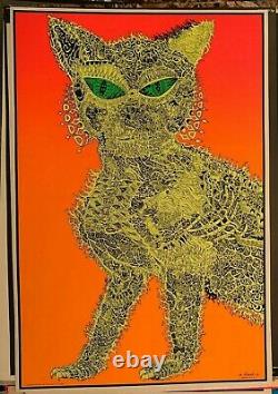 ELECTRIC CAT 1970s VINTAGE BLACKLIGHT POSTER COCORICO GRAPHICS By Joe Roberts Jr