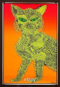 ELECTRIC CAT Joe Roberts Cocorico 1960s Blacklight Poster